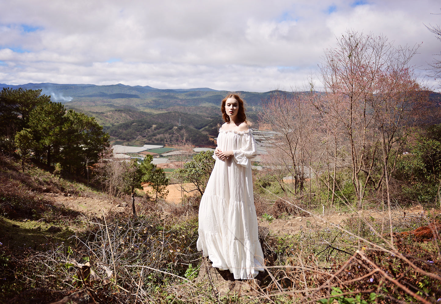 Cotton Nightgown - Long Sleeves Cotton Dress - Cotton Dress Maxi