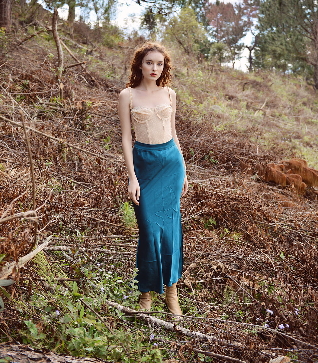 Midi Silk Skirt - Silk Skirt Women - Side Slit Skirt