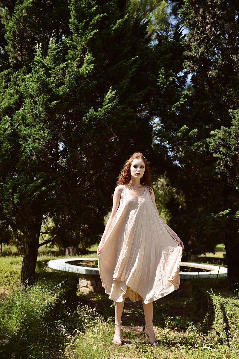Cotton Dress Sleeveless - Women Summer Dress - Mid-calf Cotton Dress