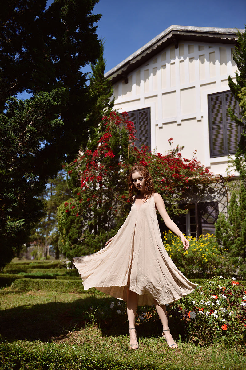 Cotton Dress Sleeveless - Women Summer Dress - Mid-calf Cotton Dress