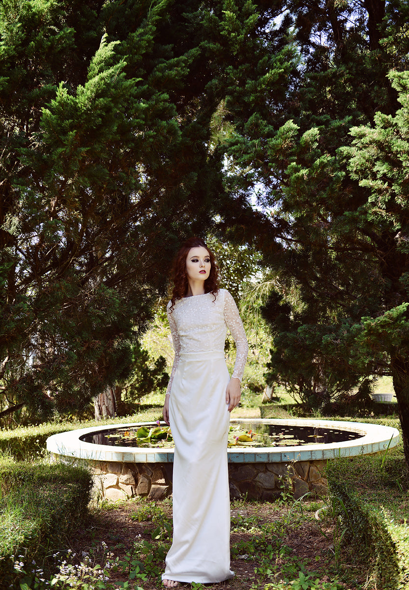 Bridal Silk Dress - Long Train Wedding Dress - Silk Wedding Dress - Detachable Train