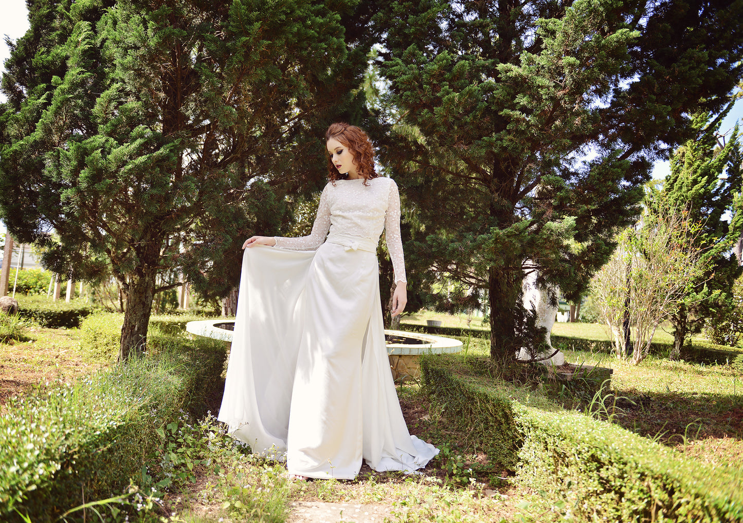 Bridal Silk Dress - Long Train Wedding Dress - Silk Wedding Dress - Detachable Train