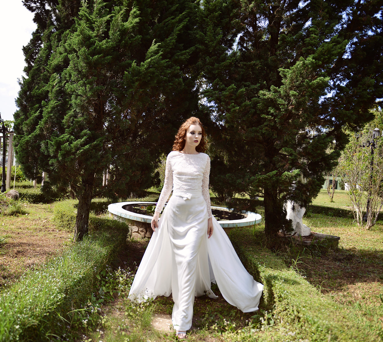 Bridal Silk Dress - Long Train Wedding Dress - Silk Wedding Dress - Detachable Train