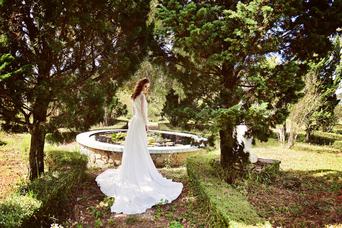 Bridal Silk Dress - Long Train Wedding Dress - Silk Wedding Dress - Detachable Train