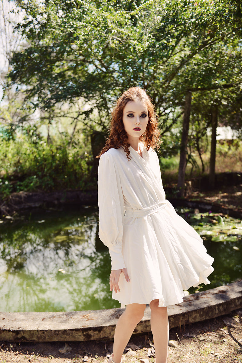 Cotton Robe White - Linen Short Robe - Organic Cotton Robe