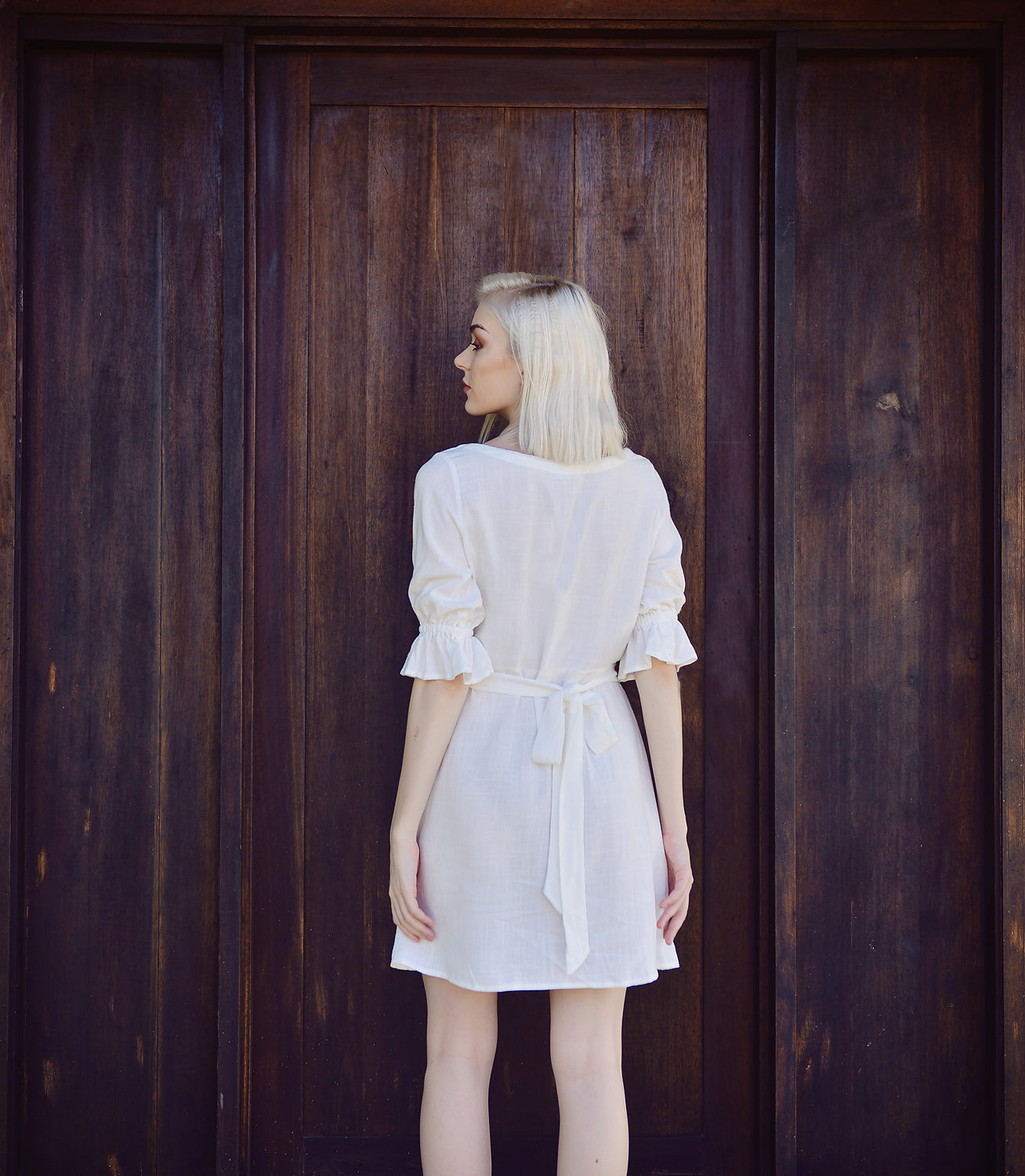 Short Linen Dress - Sleeves Linen Dress - Summer Cotton Dress - White Organic Cotton
