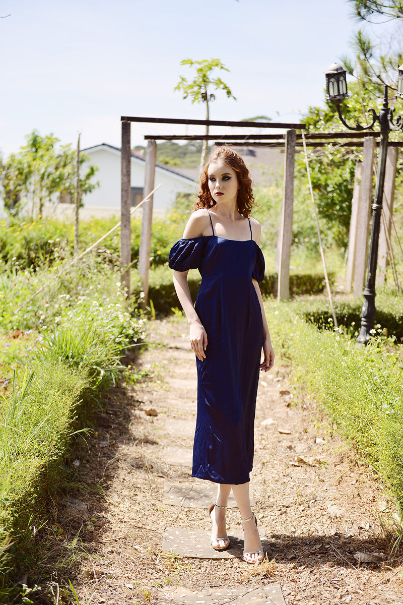 Midi Silk Dress - Silk Dress Off Shoulder - Adjustables Straps Silk Dress - Summer Dress