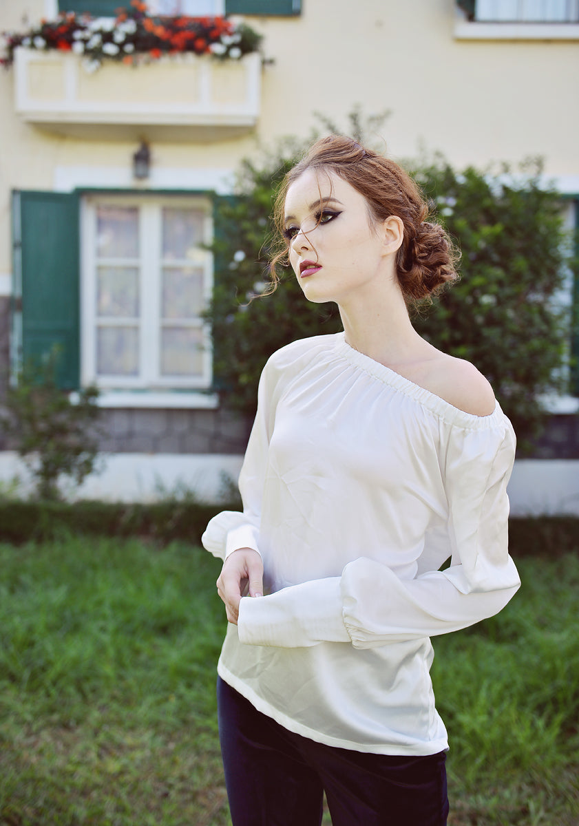 Silk Blouse Women - Silk Top Long Sleeves - White Silk Shirt - Silk Dress - Mulberry Silk Clothing