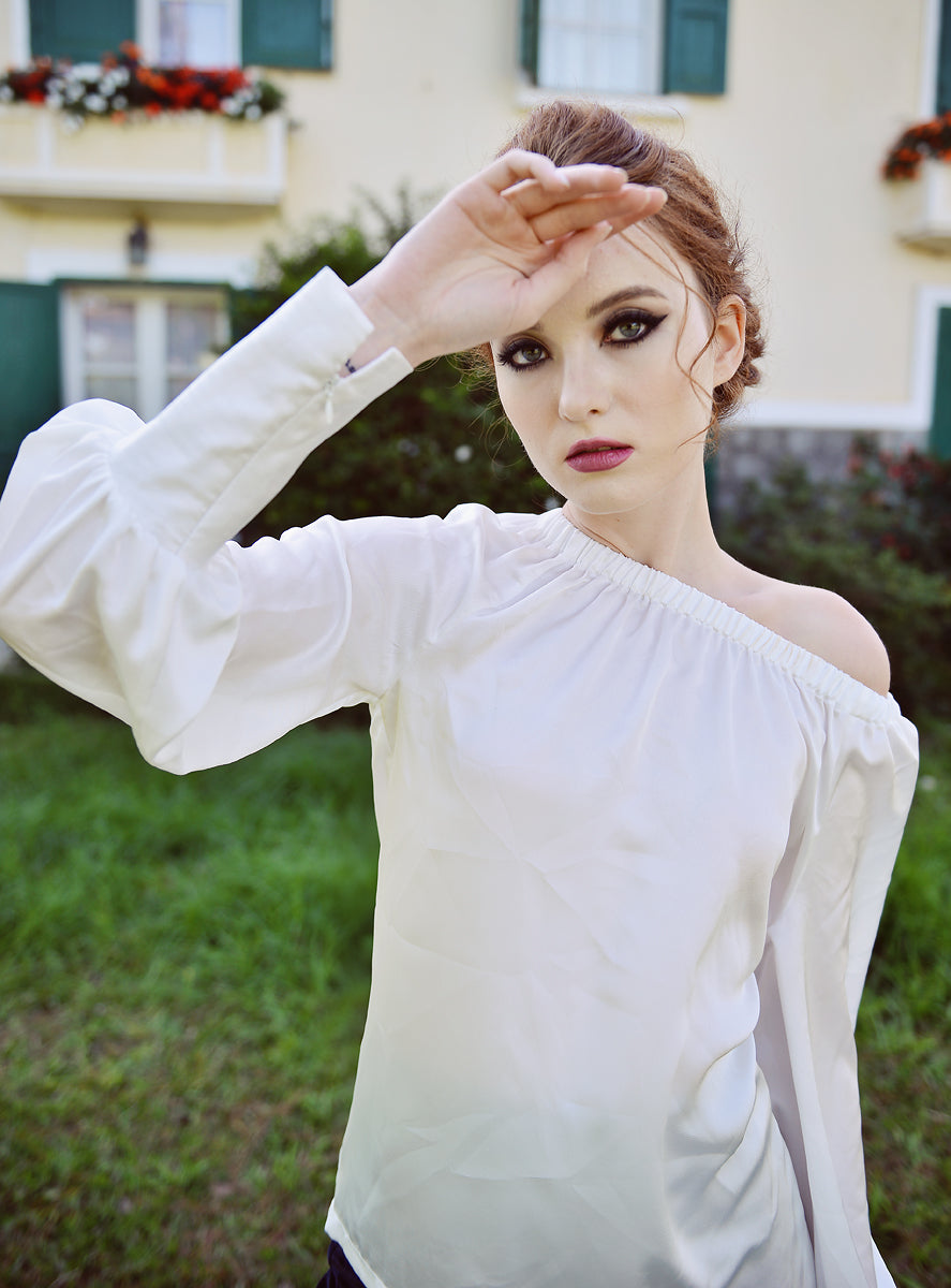 Silk Blouse Women - Silk Top Long Sleeves - White Silk Shirt - Silk Dress - Mulberry Silk Clothing
