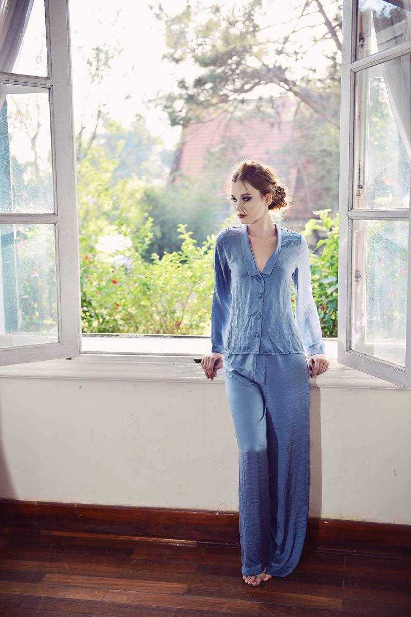 Silk Pajamas Set - Silk Pajamas Women - Long Sleeve - Loungewear Women Set
