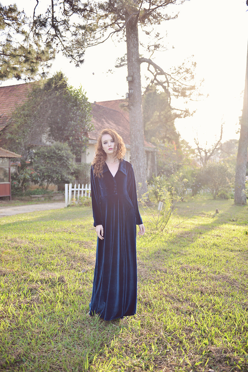 Velvet Dress - Velvet Dressing Gown - Long Dress Women