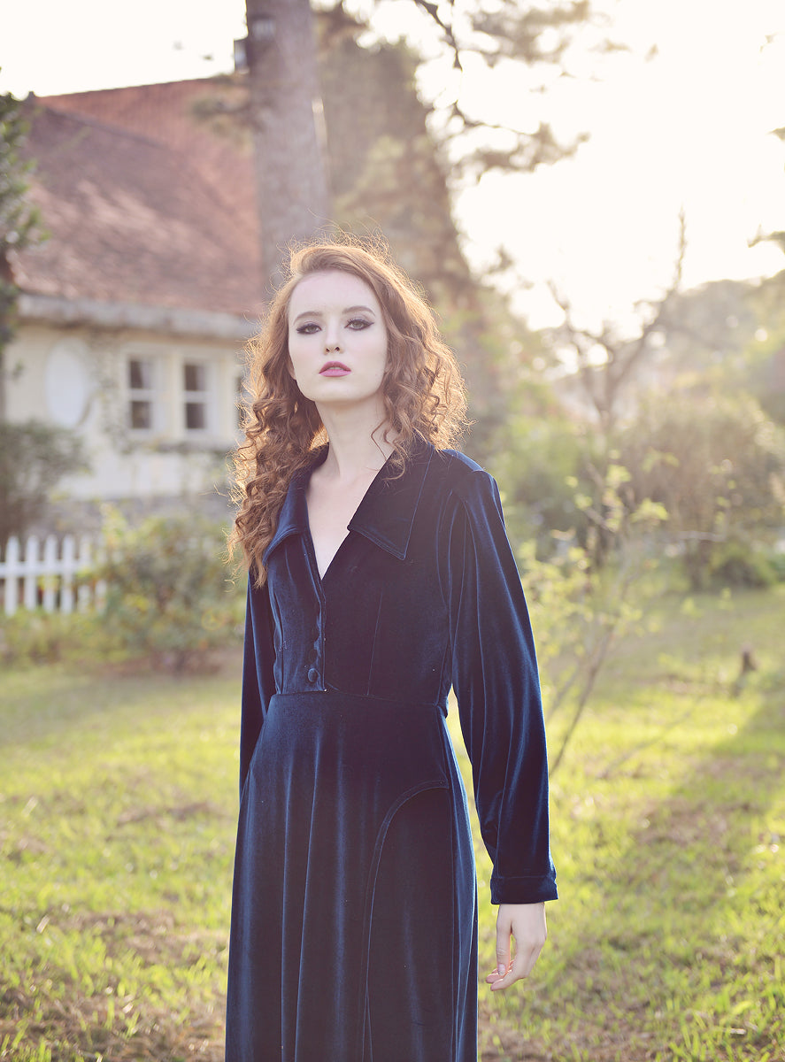 Velvet Dress - Velvet Dressing Gown - Long Dress Women