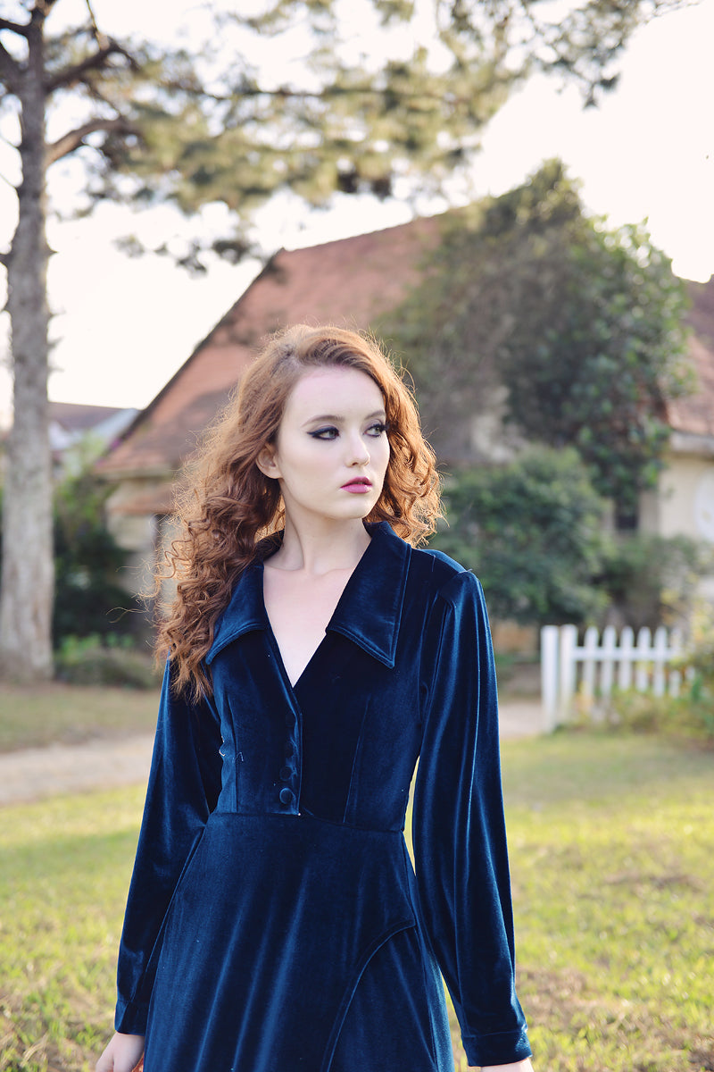 Velvet Dress - Velvet Dressing Gown - Long Dress Women