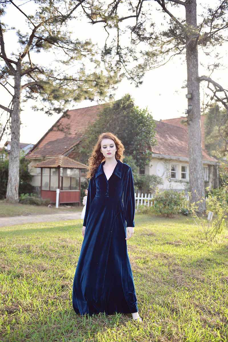 Velvet Dress - Velvet Dressing Gown - Long Dress Women