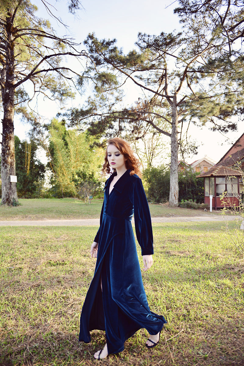 Velvet Dress - Velvet Dressing Gown - Long Dress Women