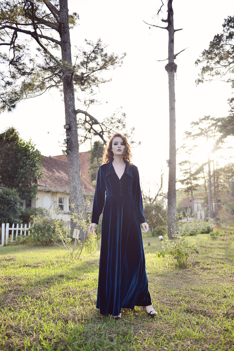 Velvet Dress - Velvet Dressing Gown - Long Dress Women