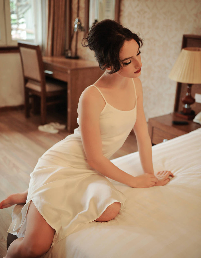 100% Pure Silk Slip - Ivory Bridal Dress - Bridesmaids Silk Slip - Long Silk Slip Dress - Mulberry Silk Dress