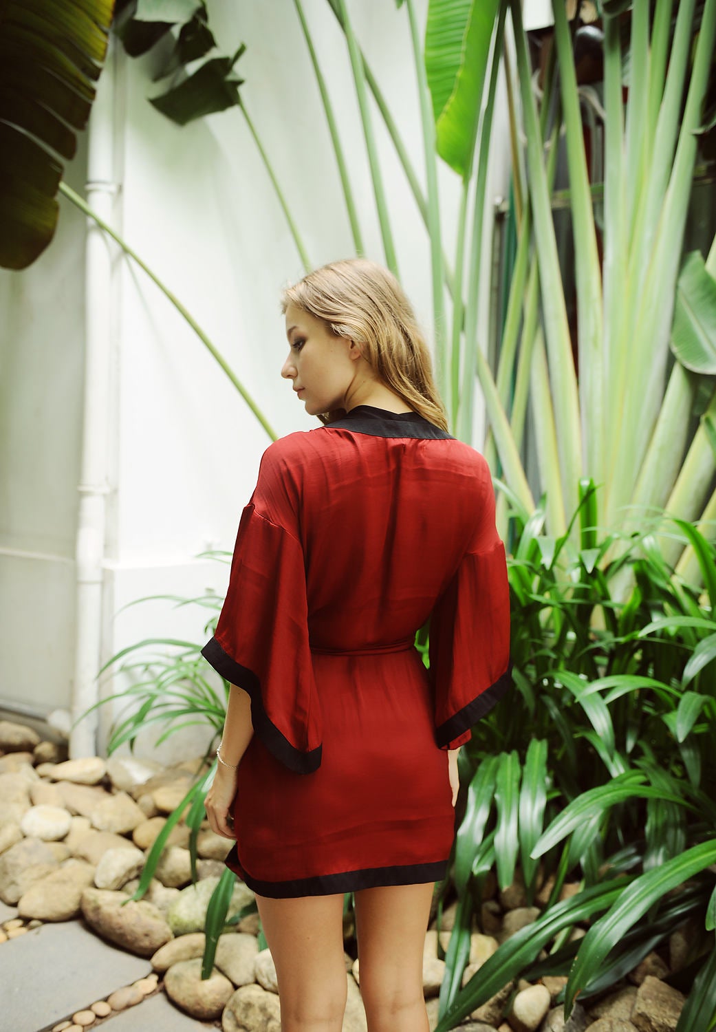 Burgundy Silk Robe - Silk Robes Short - Bridesmaids Silk Robes - Silk Nightgown - Gift for her