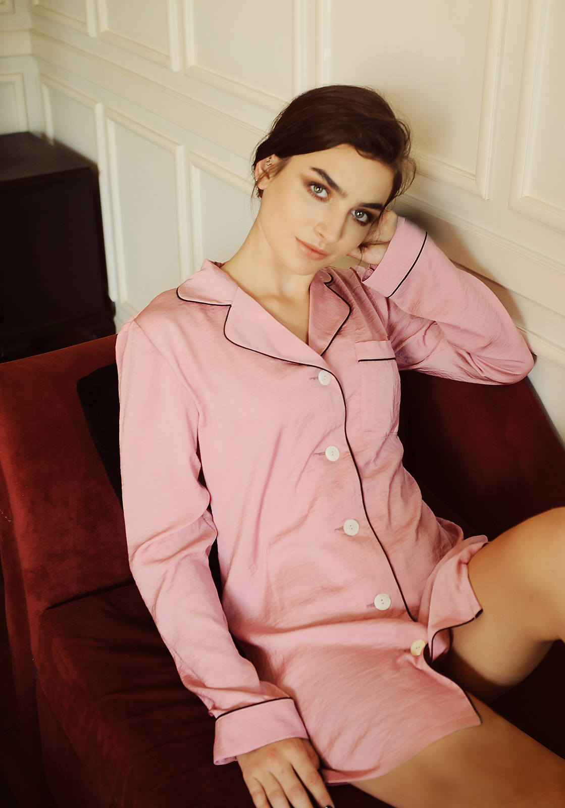 Silk Shirt Dress - Women Silk PJs Shirt - Silk Pajamas Shirt - Silk Ladies Pajamas - Holiday Shirt Pajamas - Christmas Gift Idea