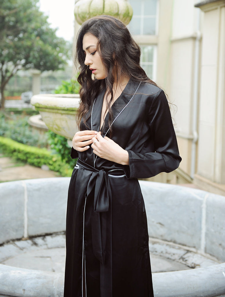 100% Silk Long Kimono - Silk Long Robe - Mulberry Silk Clothing