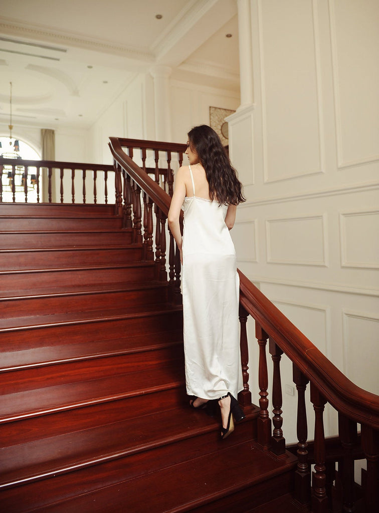 100% Silk Dress - Lace Silk Dress - Bridesmaid Dress - Silk Evening Gown - Mulberry Silk Dress