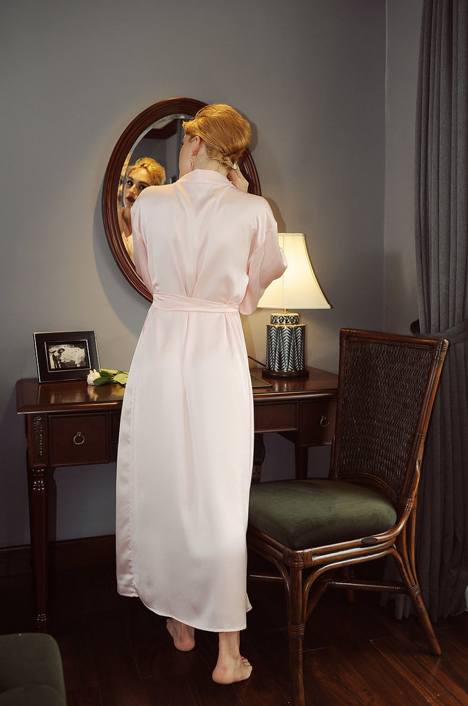 100% Silk Long Robe - Long Silk Kimono  - Mulberry Silk Clothing - Silk Robe