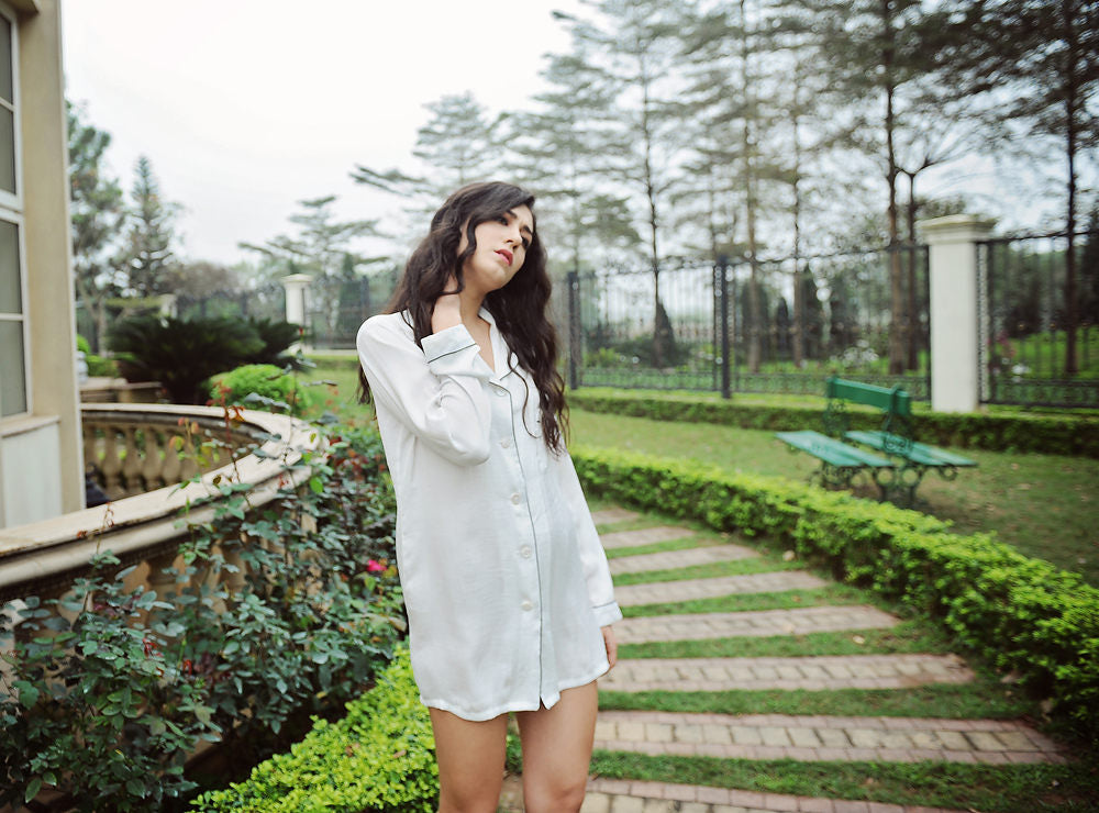 Silk Shirt Dress - Women Silk PJs Shirt - Silk Pajamas Shirt - Silk Ladies Pajamas - Holiday Shirt Pajamas - Christmas Gift Idea
