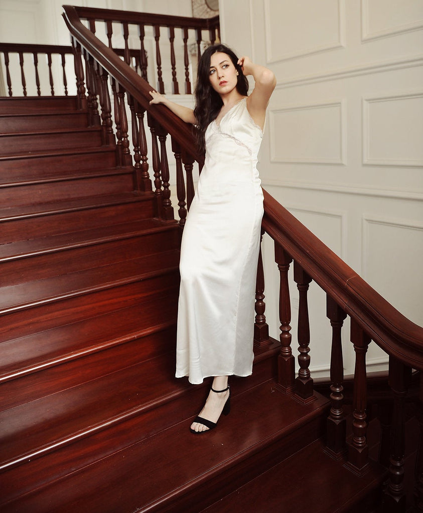 100% Silk Dress - Lace Silk Dress - Bridesmaid Dress - Silk Evening Gown - Mulberry Silk Dress