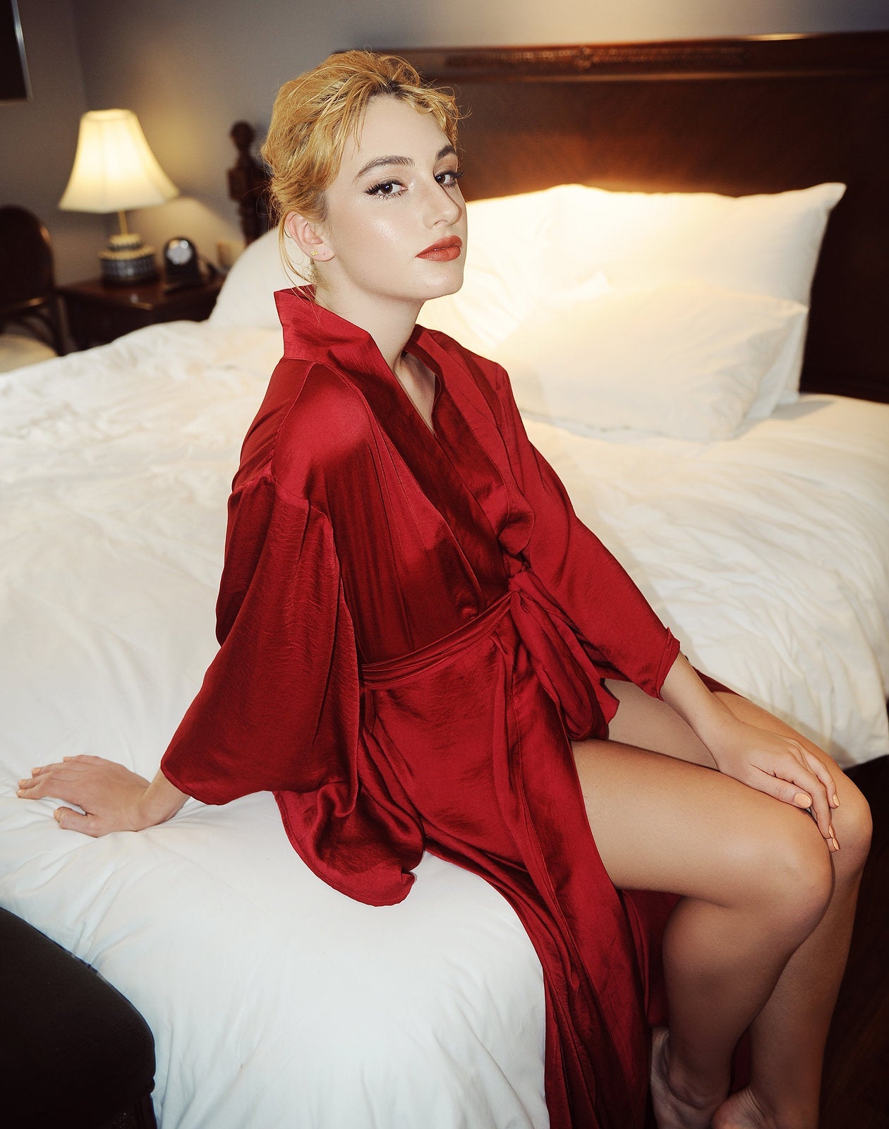 Women Loose Silk Robe - Wide Sleeves Kimonos - Peignoir Afterbath Robe - Gift for her - Bridal Long Robe