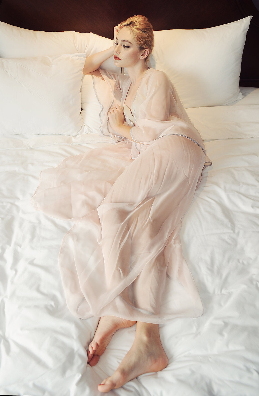 Sheer Silk Floor-Length Gown - Robe For Brides - Sexy Robes For Women - Honeymoon gown -Bridal shower Gift - Lelasilk