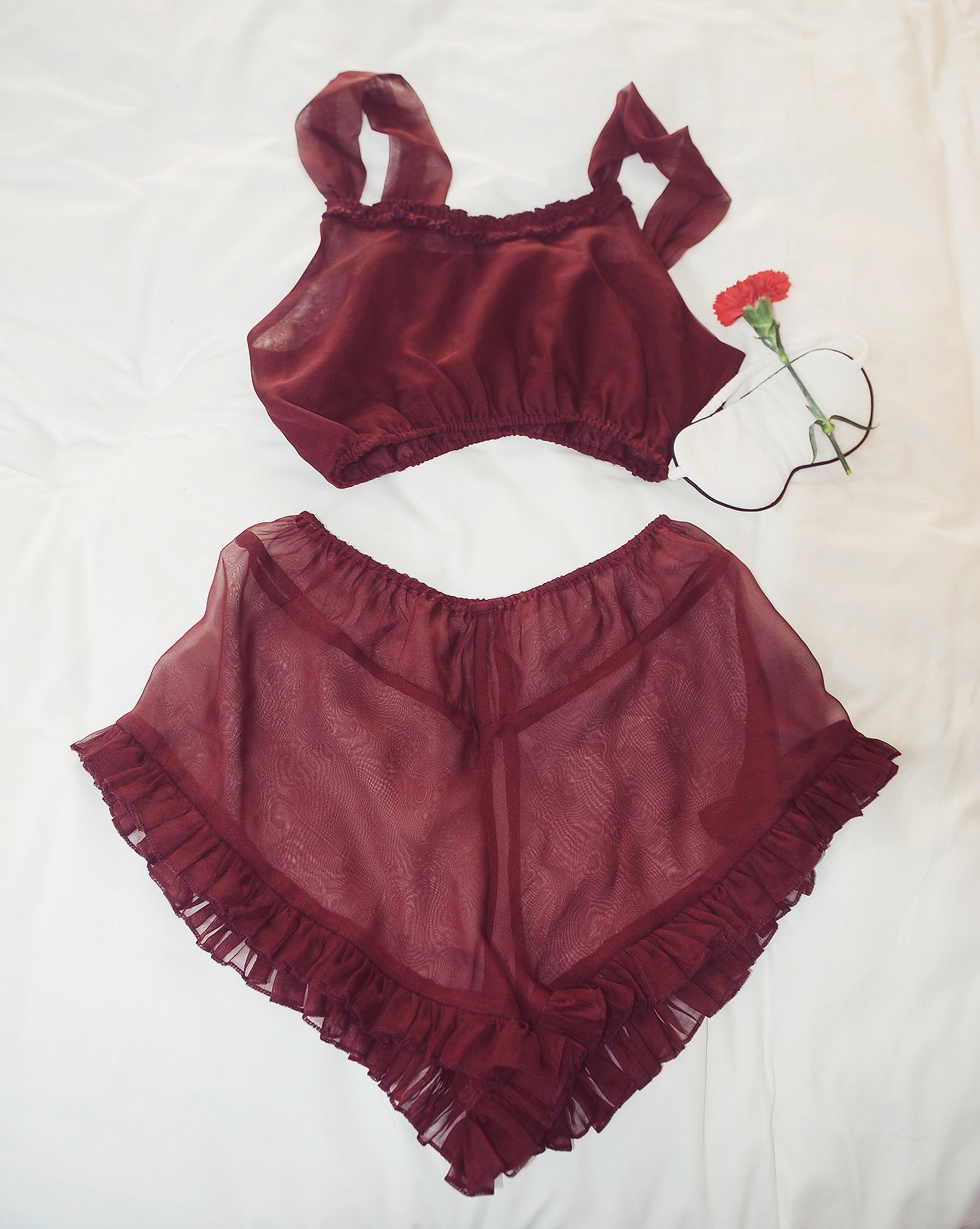 Sheer Silk Lingeries - Silk Tulle sleepwear - Sexy Pajamas Sheer - Honeymoon Gift