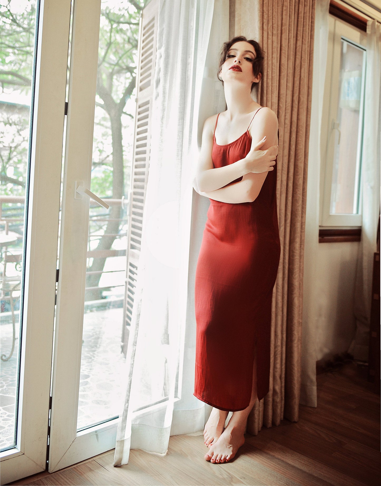 Silk Slip Dress - Red Silk Dress - Bridesmaids Silk Slip