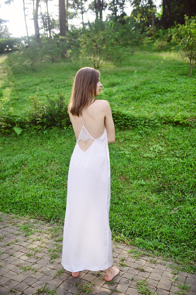 Lace Silk Maxi Nightgown - Maxi Beach Dress - Bridal Silk Lingerie - Lace nightgown - Lelasilk Lace Dress - Gift For Her