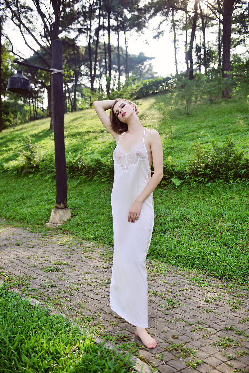 Lace Silk Maxi Nightgown - Maxi Beach Dress - Bridal Silk Lingerie - Lace nightgown - Lelasilk Lace Dress - Gift For Her