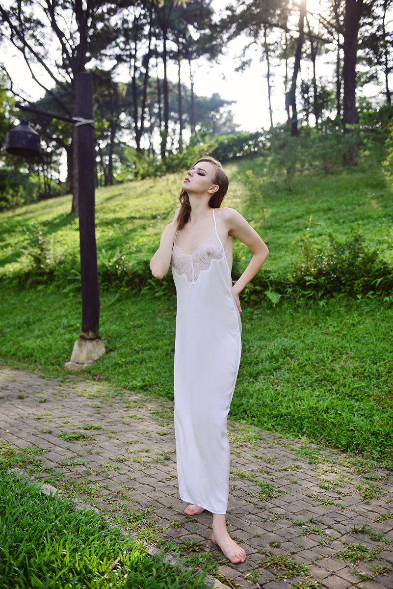Lace Silk Maxi Nightgown - Maxi Beach Dress - Bridal Silk Lingerie - Lace nightgown - Lelasilk Lace Dress - Gift For Her