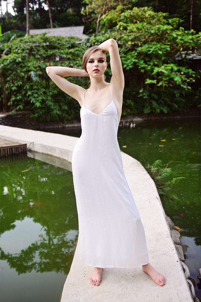 Silk Dress Maxi - Silk Nightgown - Beach Wedding Slip - Backless Silk Gown - Gift For Bride