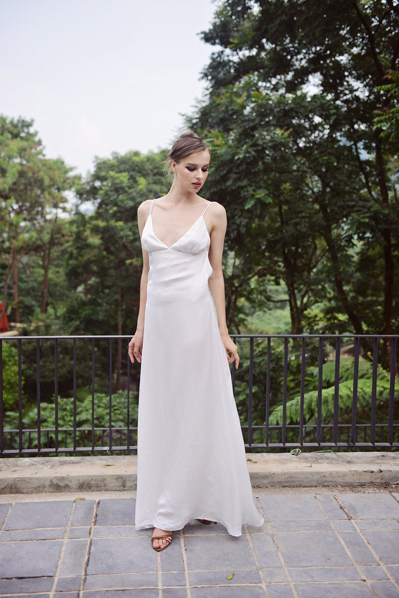 SONYA Sleeveless Lowback Silk Dress