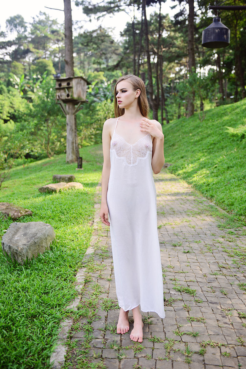 Lace Silk Maxi Nightgown - Maxi Beach Dress - Bridal Silk Lingerie - Lace nightgown - Lelasilk Lace Dress - Gift For Her