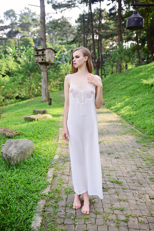 Lace Silk Maxi Nightgown
