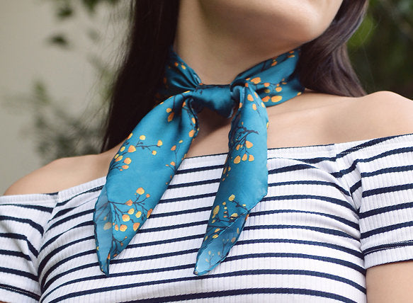Silk Neck Scarf -Square Neck Scarf- Handmade Scarf Women- Hand Rolled Silk Scarf- Womens Silk Scarf- Scarf For Gift- Girlfriend Gift Ideas