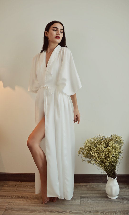 Women Long Robe - Long Robe for Bride - Bridesmaids Long Robe - Long Silk Robe - Silk Robe - Mulberry Silk Clothing