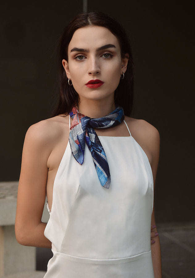 Silk Neck Scarf -Square Neck Scarf- Handmade Scarf Women- Hand Rolled Silk Scarf- Womens Silk Scarf- Scarf For Gift- Girlfriend Gift Ideas
