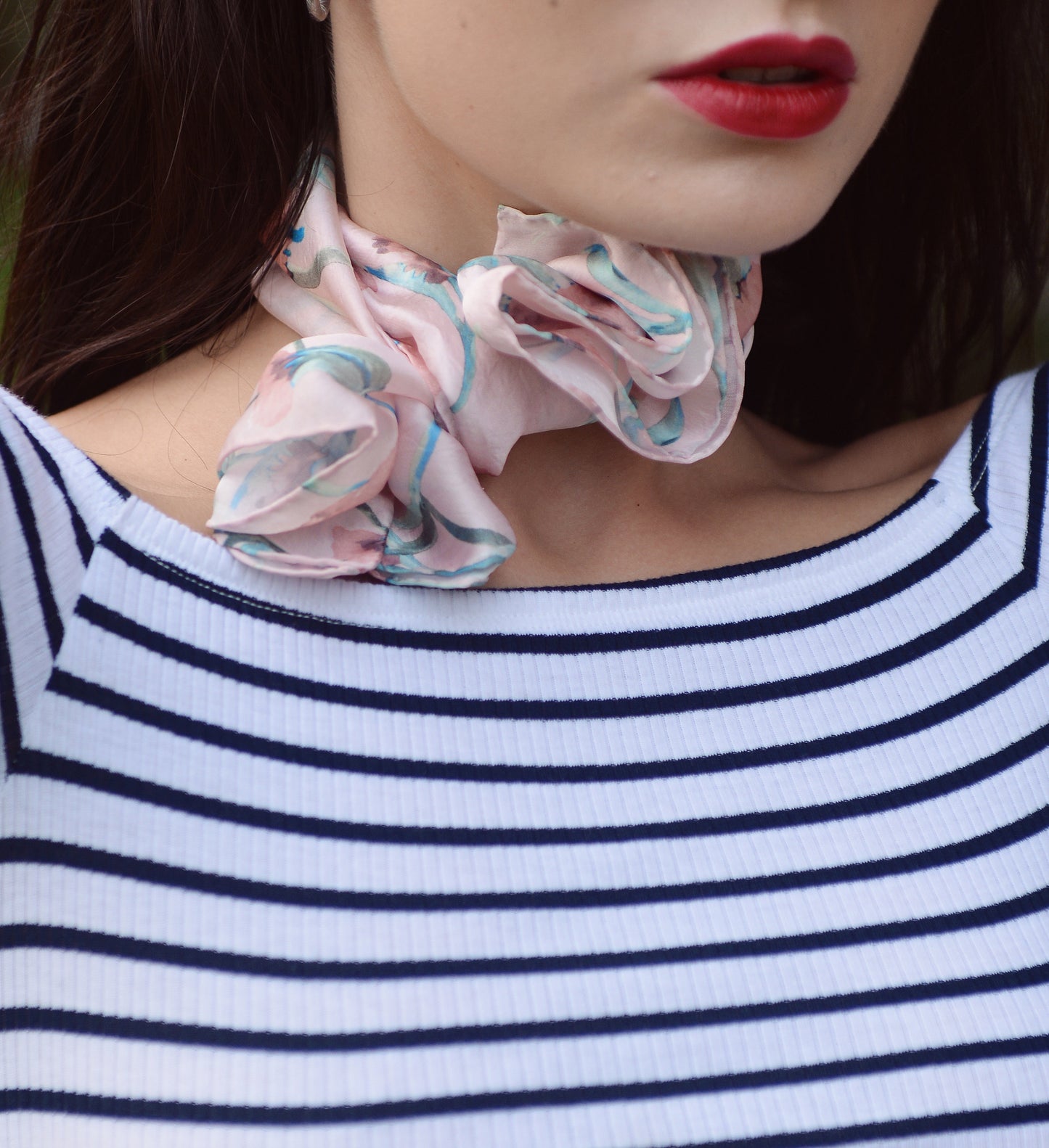 Silk Neck Scarf -Square Neck Scarf- Handmade Scarf Women- Hand Rolled Silk Scarf- Womens Silk Scarf- Scarf For Gift- Girlfriend Gift Ideas