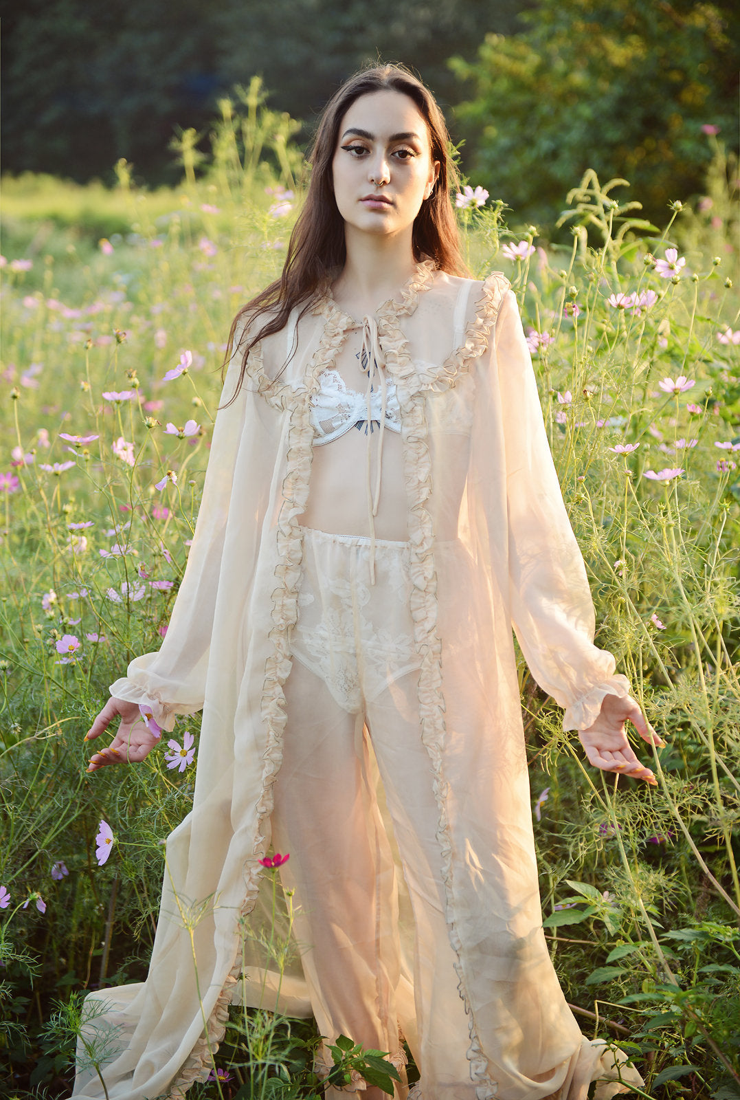 Sheer Long Robe - Silk Robe Floor Length - Sheer Robes Women - Beach Robes Women