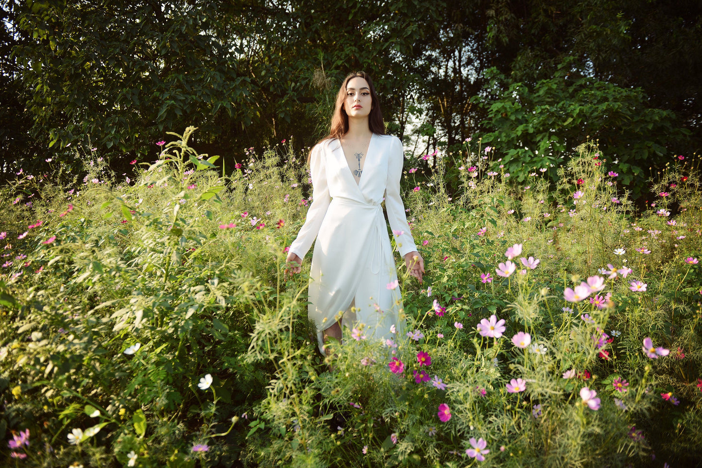 Long Wrap Silk Dress - Wrap Robe Dress - Formal Cocktail dress - Wedding Simple Dress