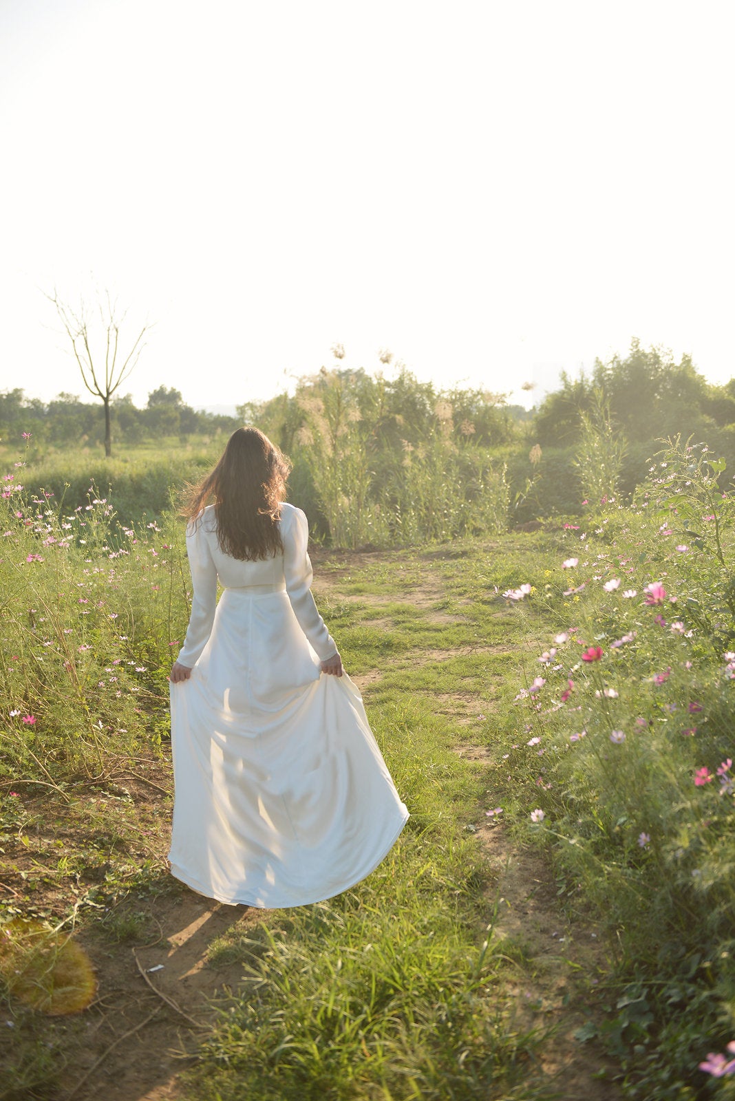 Long Wrap Silk Dress - Wrap Robe Dress - Formal Cocktail dress - Wedding Simple Dress