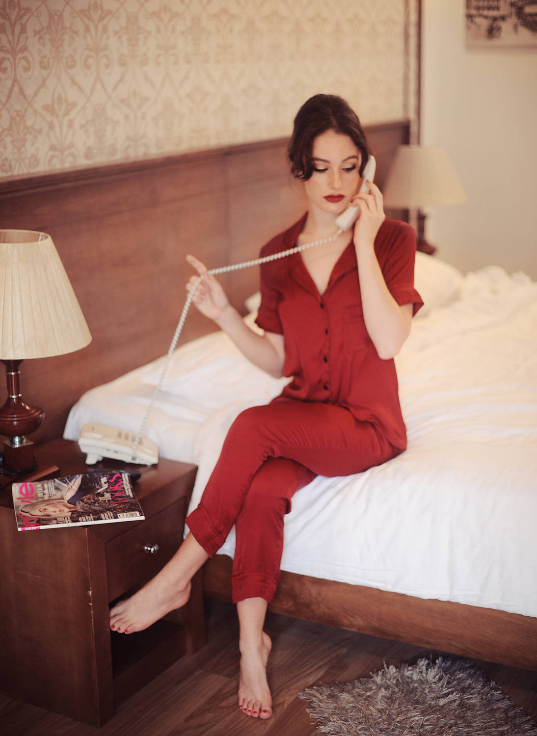 Silk Pajamas Women - Women Burgundy Pajamas - Silk Sleep Sets - Lelasilk