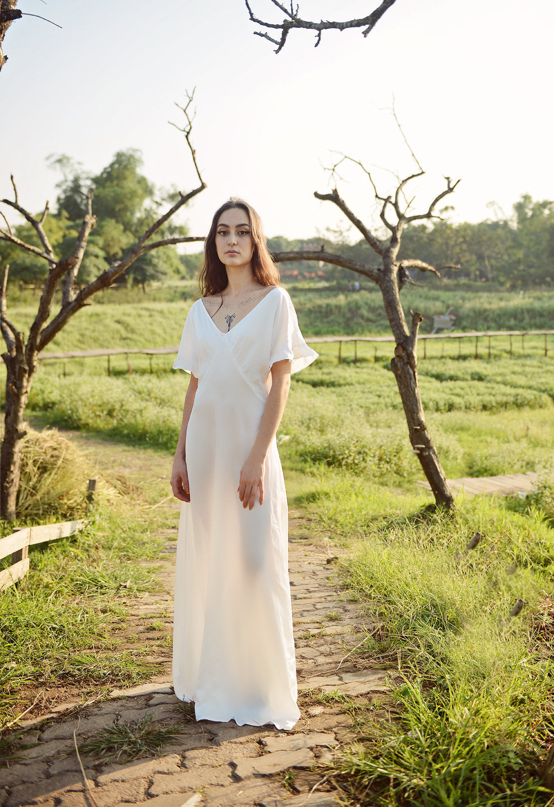 Long Silk Dress - Women Party Dress - Ivory Casual Dress - Women Silk Dress - LelaSilk
