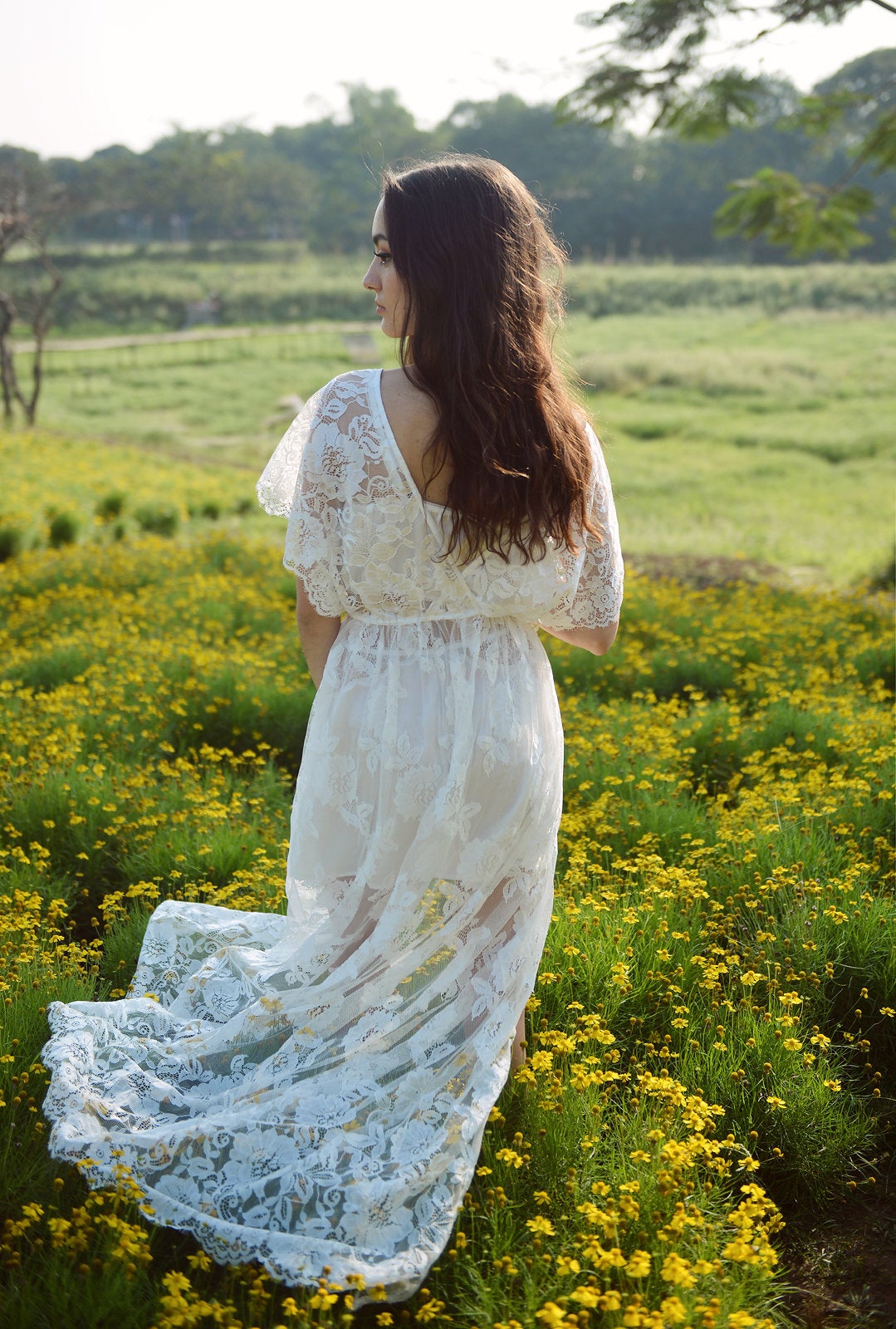 Long Lace Robe - Women Lace Robe - Bridal Lace Robe - Lace Robe for Bridesmaid - Lace Lingeries - Gift For Her