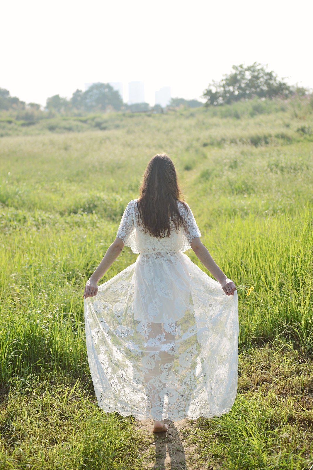 Long Lace Robe - Women Lace Robe - Bridal Lace Robe - Lace Robe for Bridesmaid - Lace Lingeries - Gift For Her